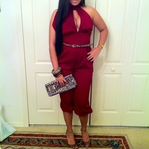 Bebe jumpsuit burgundy size small